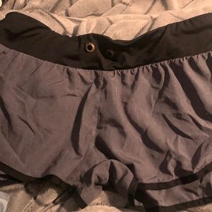 grey and black activewear shorts